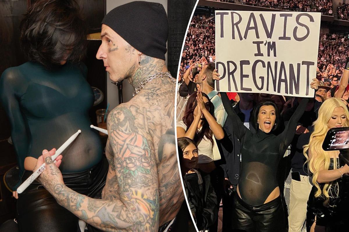 Kourtney Kardashian Debuts Baby Bump After Announcing Pregnancy at Travis Barker’s Concert