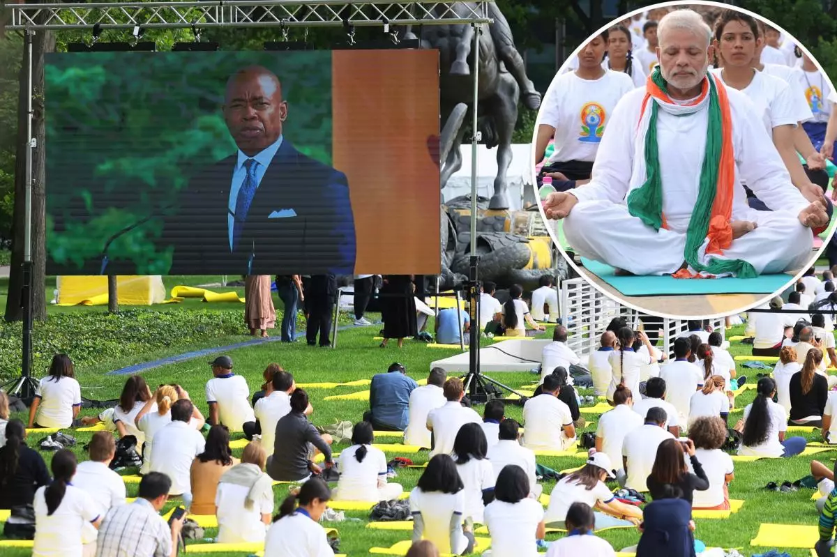 Mayor Eric Adams surprises yogis with early morning appearance at yoga session